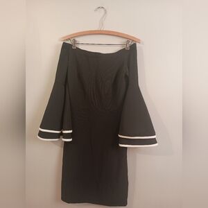 Bar III- Black Off-Shoulder Dress w/ Flared Sleeves- Size S